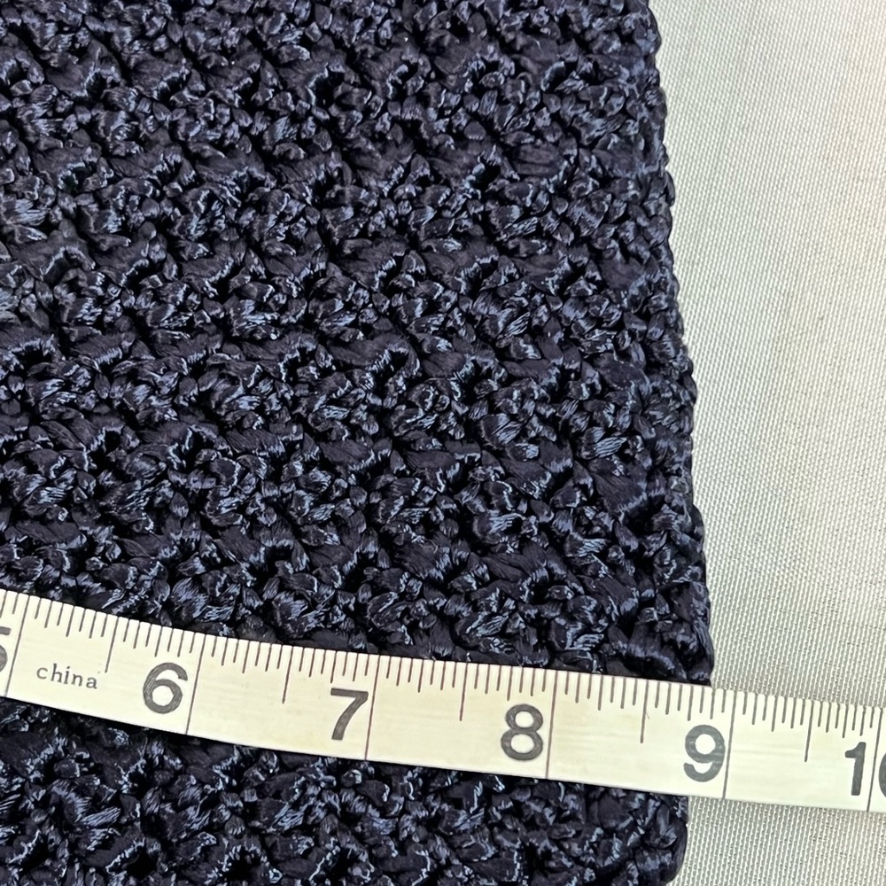 Roberta B Black Crochet Draw String Shoulder Bag … - image 8